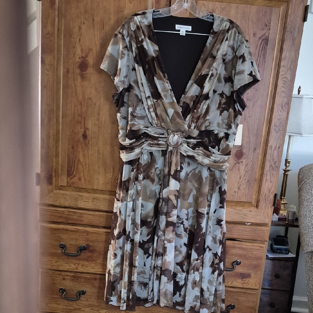 NWT Coldwater Creek Brown and Cream Dress 2X - Picture 2 of 6